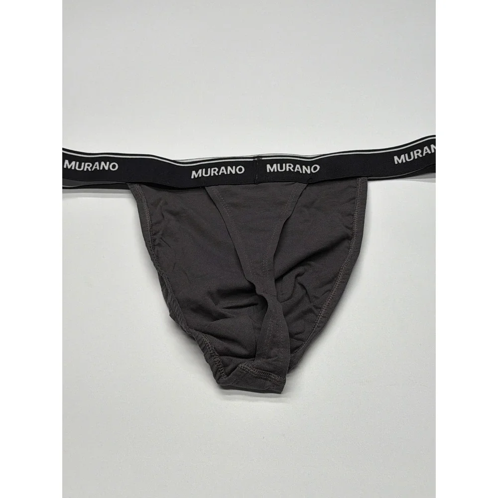 Murano Mens Gray‎ Thong Underwear Comfort Stretch Logo Waistband Size Large